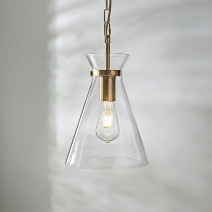 Endon 112859 - Lustre HARLOW com corrente 1xE27/10W/230V, latão