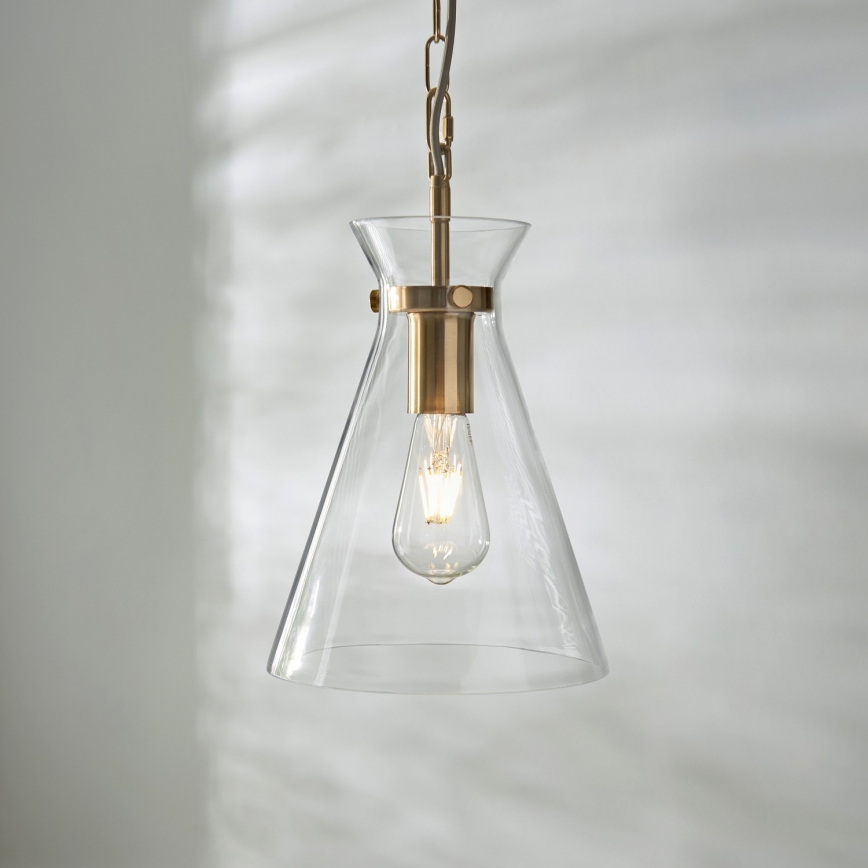 Endon 112859 - Lustre HARLOW com corrente 1xE27/10W/230V, latão