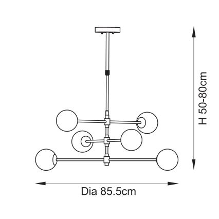 Endon 114039 - Lustre com haste 6xG9/3,2W/230V dourado