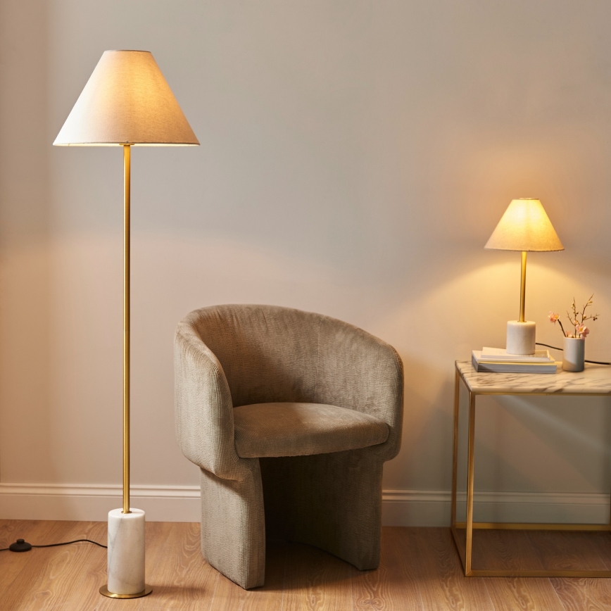 Endon 114209 - Candeeiro de pé 1xE27/10W/230V bege/dourado