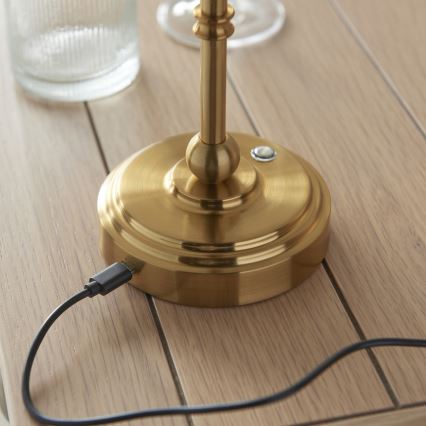 Endon 114800 - Candeeiro de mesa LED com regulação BURLEY LED/1,5W/5V 3600 mAh latão/verde