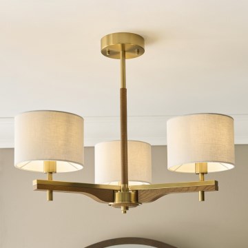 Endon 116993 - Lustre de haste HEATHCLIFF 3xE14/7W/230V latão/freixo