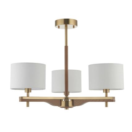 Endon 116993 - Lustre de haste HEATHCLIFF 3xE14/7W/230V latão/freixo