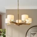 Endon 116994 - Lustre com corrente HEATHCLIFF 5xE14/7W/230V latão/freixo