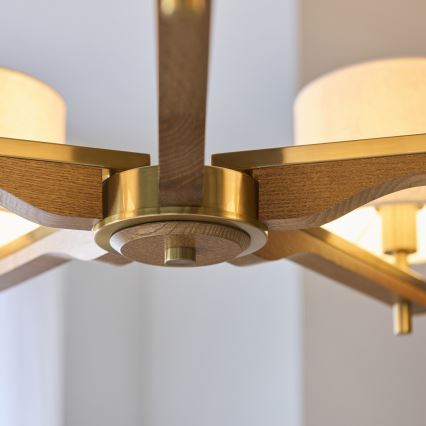 Endon 116994 - Lustre com corrente HEATHCLIFF 5xE14/7W/230V latão/freixo