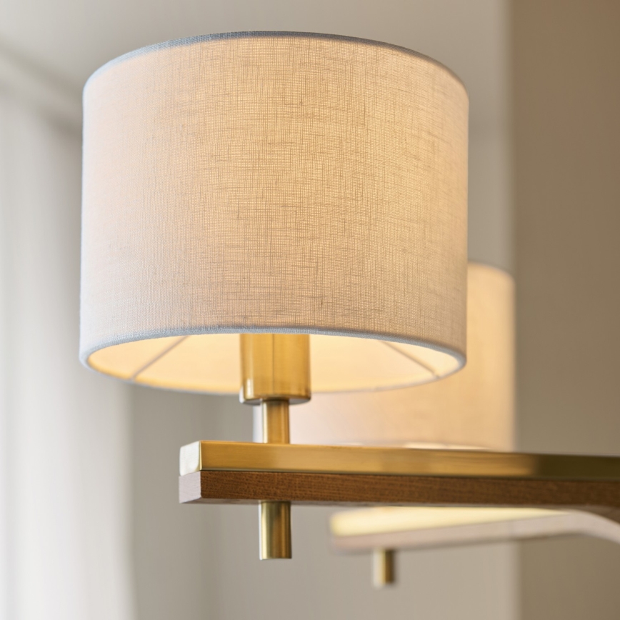 Endon 116994 - Lustre com corrente HEATHCLIFF 5xE14/7W/230V latão/freixo