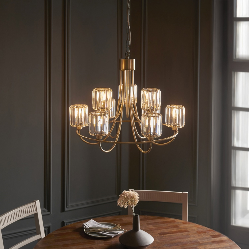 Endon 118934 - Lustre com corrente BERENICE 9xE14/7W/230V dourado