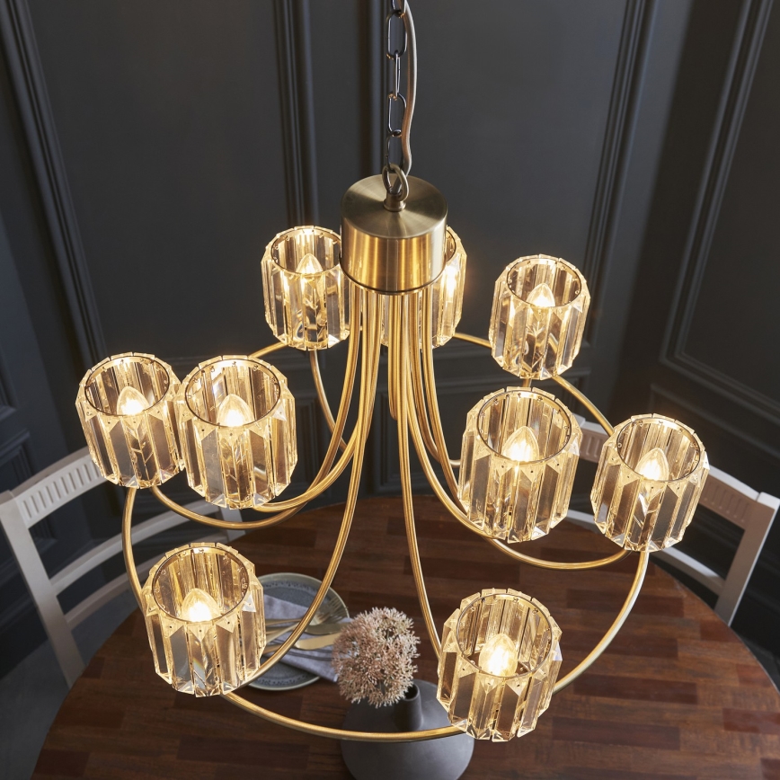 Endon 118934 - Lustre com corrente BERENICE 9xE14/7W/230V dourado