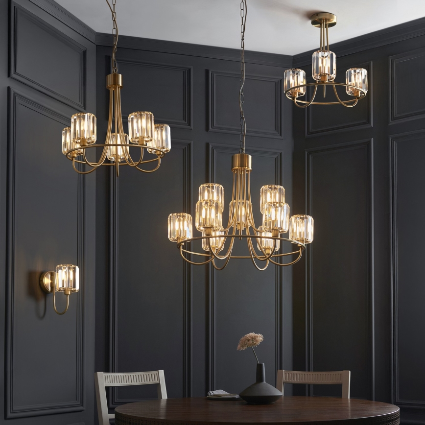 Endon 118934 - Lustre com corrente BERENICE 9xE14/7W/230V dourado