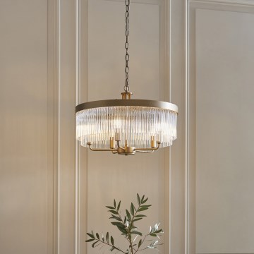 Endon 119110 - Lustre suspenso por corrente CLERMONT 5xE14/6W/230V latão