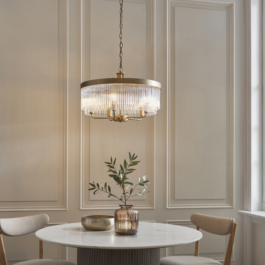Endon 119110 - Lustre suspenso por corrente CLERMONT 5xE14/6W/230V latão