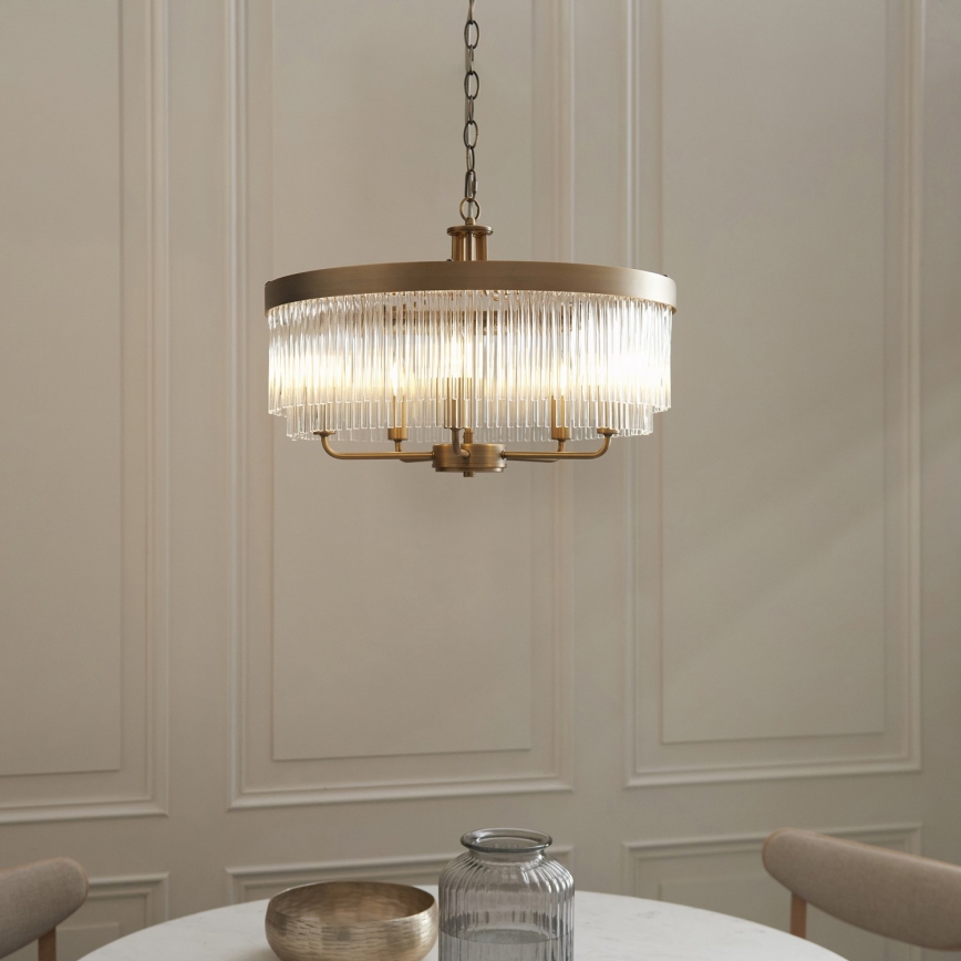 Endon 119110 - Lustre suspenso por corrente CLERMONT 5xE14/6W/230V latão