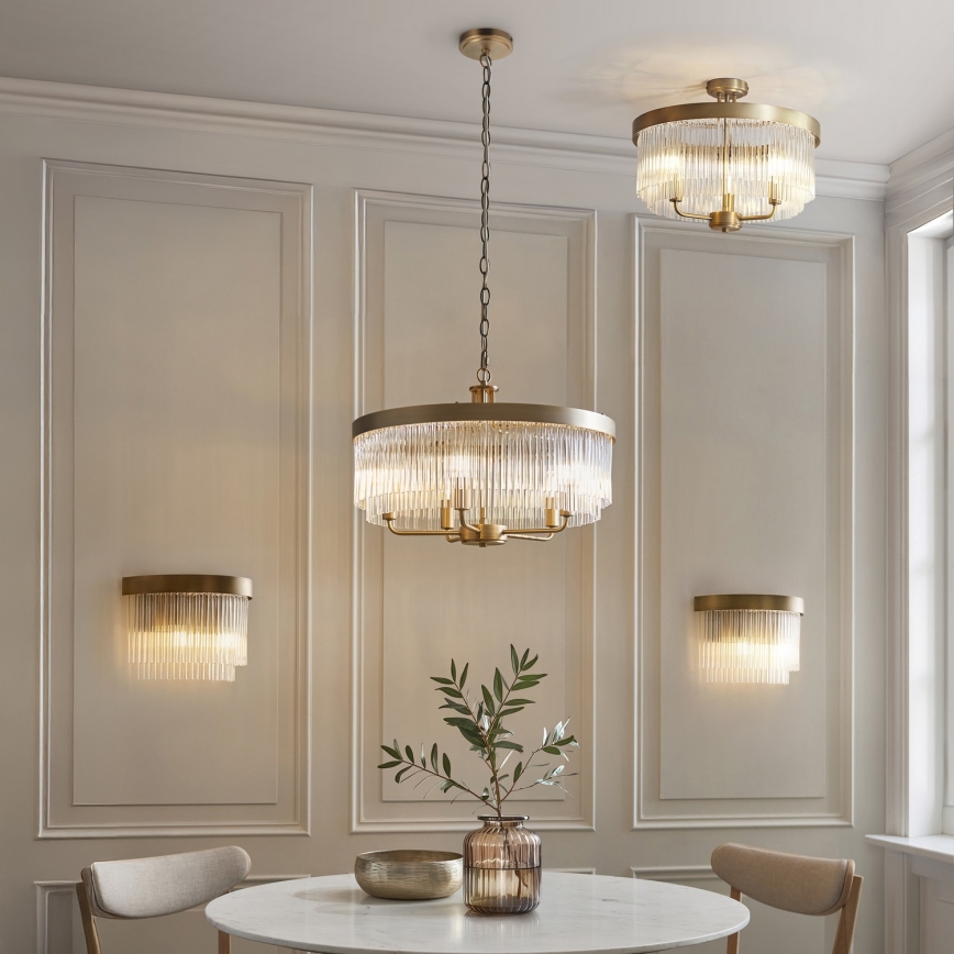 Endon 119110 - Lustre suspenso por corrente CLERMONT 5xE14/6W/230V latão