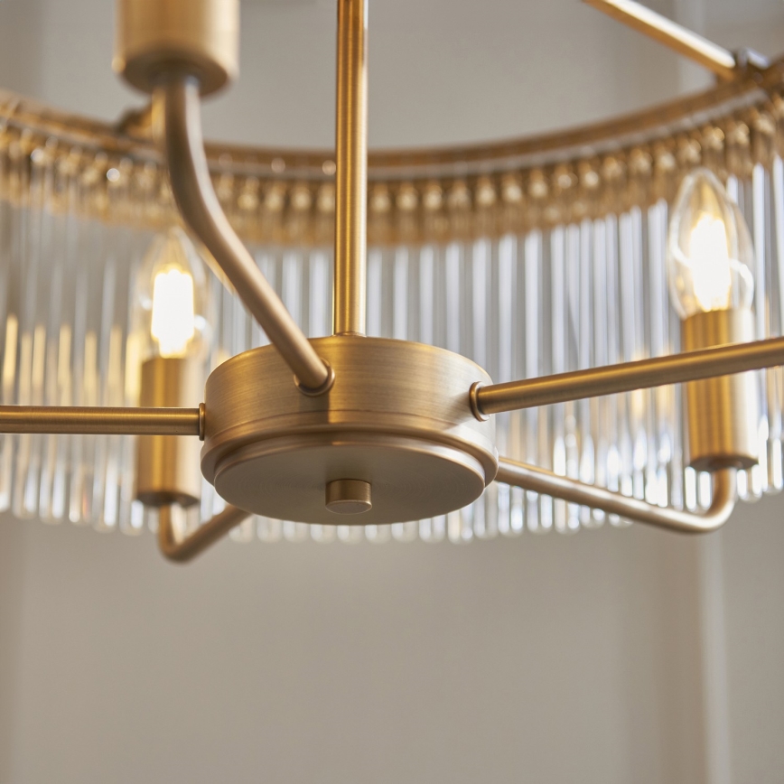 Endon 119110 - Lustre suspenso por corrente CLERMONT 5xE14/6W/230V latão