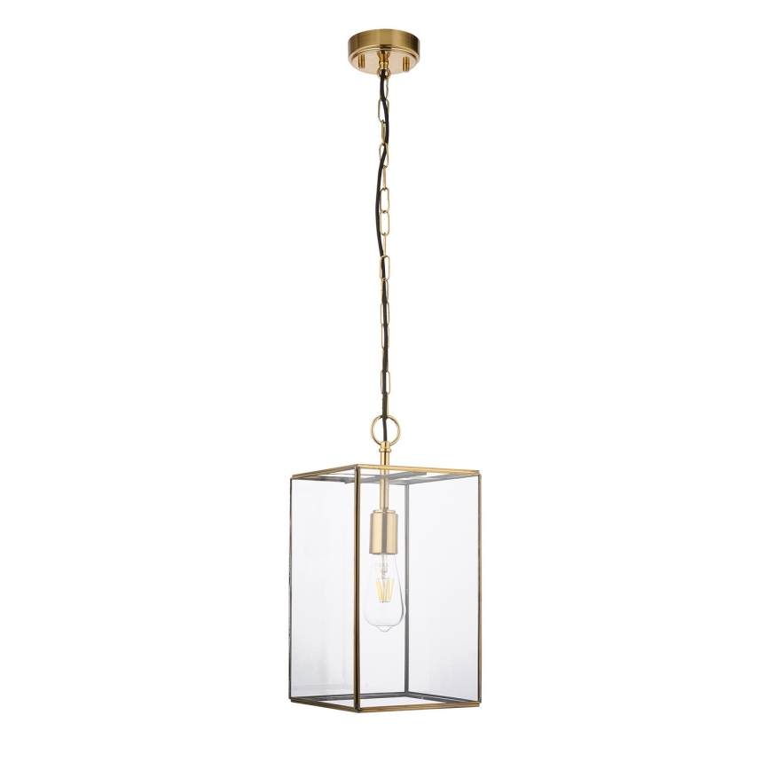 Endon 119141 - Lustre suspenso com corrente HAMMOND 1xE27/10W/230V 21,5x21,5 cm latão