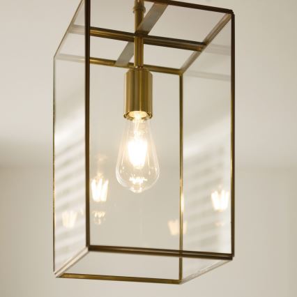Endon 119141 - Lustre suspenso com corrente HAMMOND 1xE27/10W/230V 21,5x21,5 cm latão