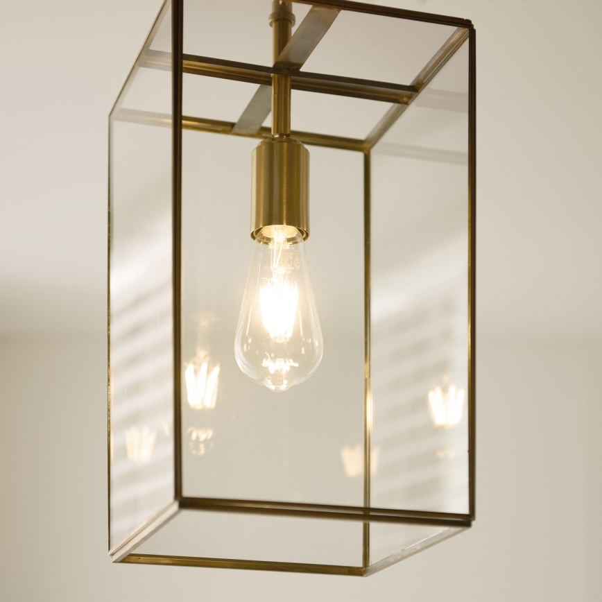 Endon 119141 - Lustre suspenso com corrente HAMMOND 1xE27/10W/230V 21,5x21,5 cm latão
