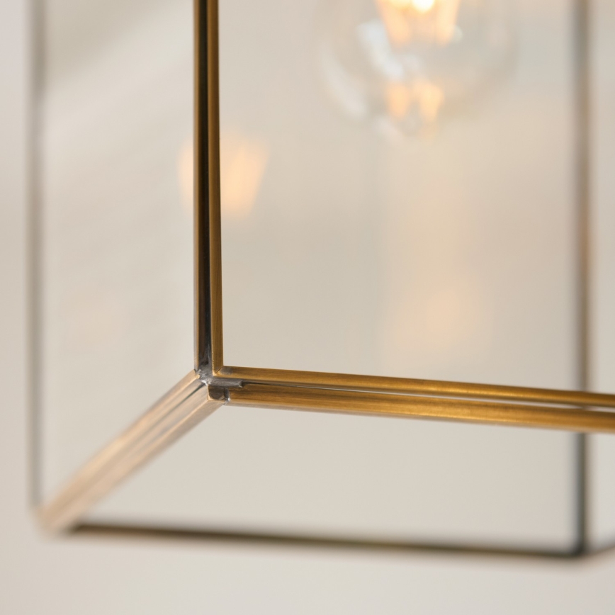 Endon 119141 - Lustre suspenso com corrente HAMMOND 1xE27/10W/230V 21,5x21,5 cm latão