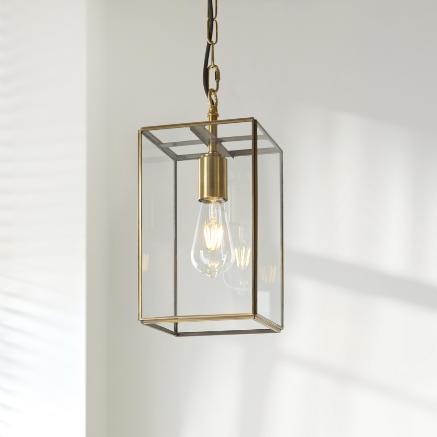 Endon 119142 - Lustre suspenso com corrente HAMMOND 1xE27/10W/230V 17x17 cm latão