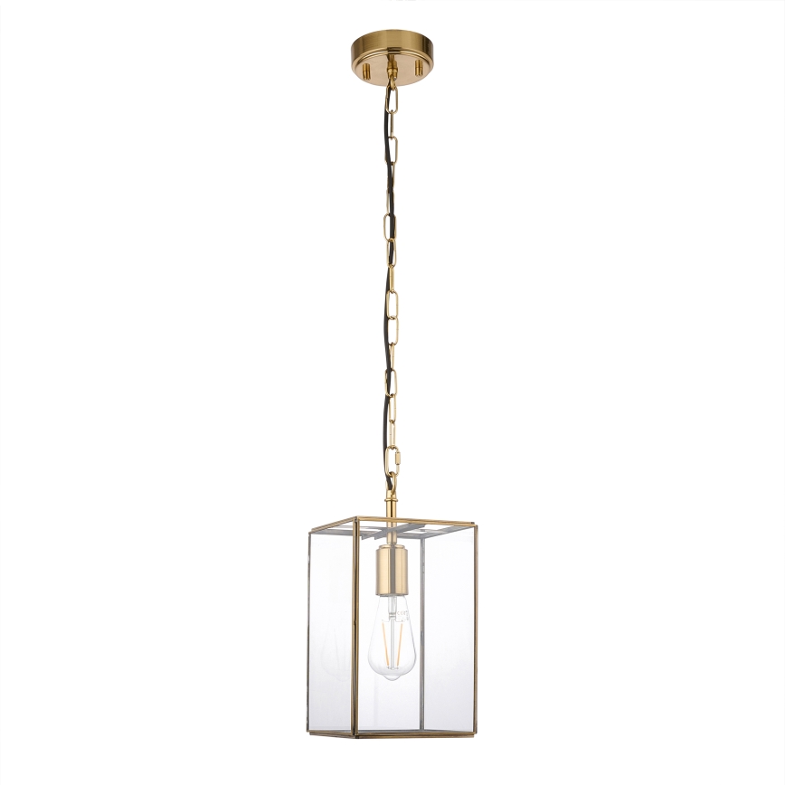 Endon 119142 - Lustre suspenso com corrente HAMMOND 1xE27/10W/230V 17x17 cm latão