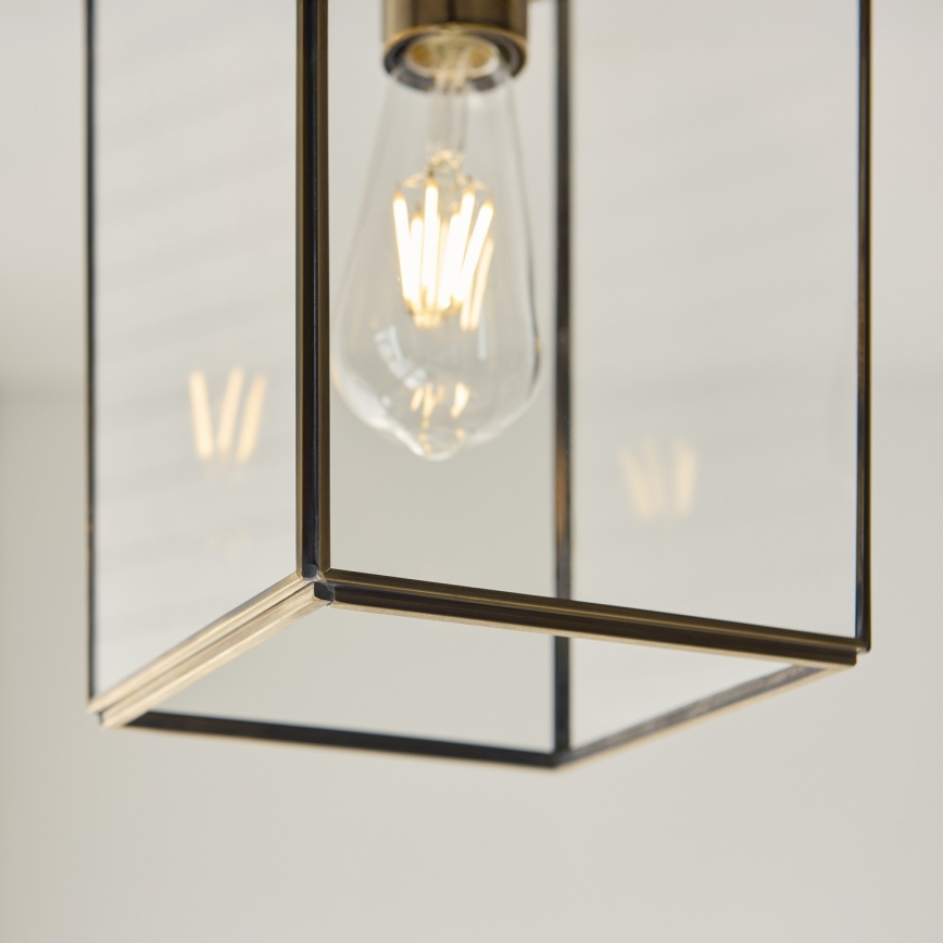 Endon 119142 - Lustre suspenso com corrente HAMMOND 1xE27/10W/230V 17x17 cm latão