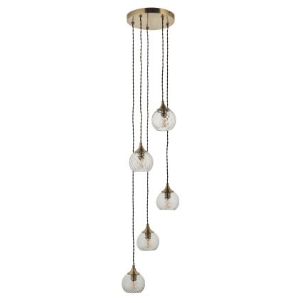 Endon 119435 - Lustre suspenso com cabo ALLEGRA 5xE14/7W/230V, acabamento em latão