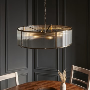Endon 119455 - Lustre suspenso por corrente RIDGETON 8xE14/7W/230V latão