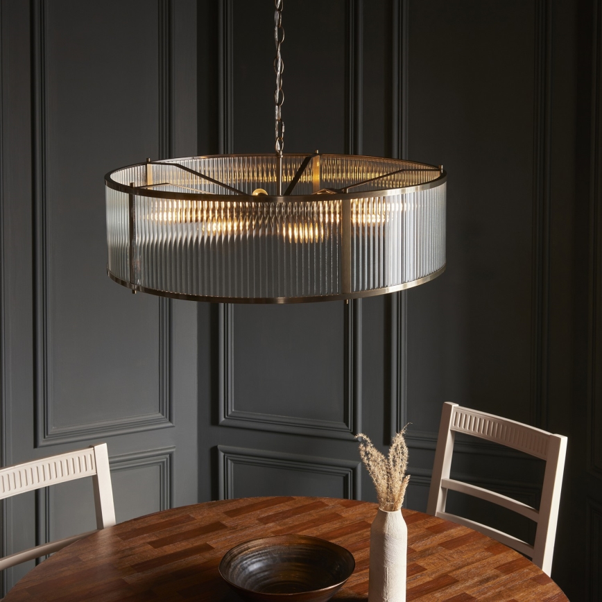 Endon 119455 - Lustre suspenso por corrente RIDGETON 8xE14/7W/230V latão
