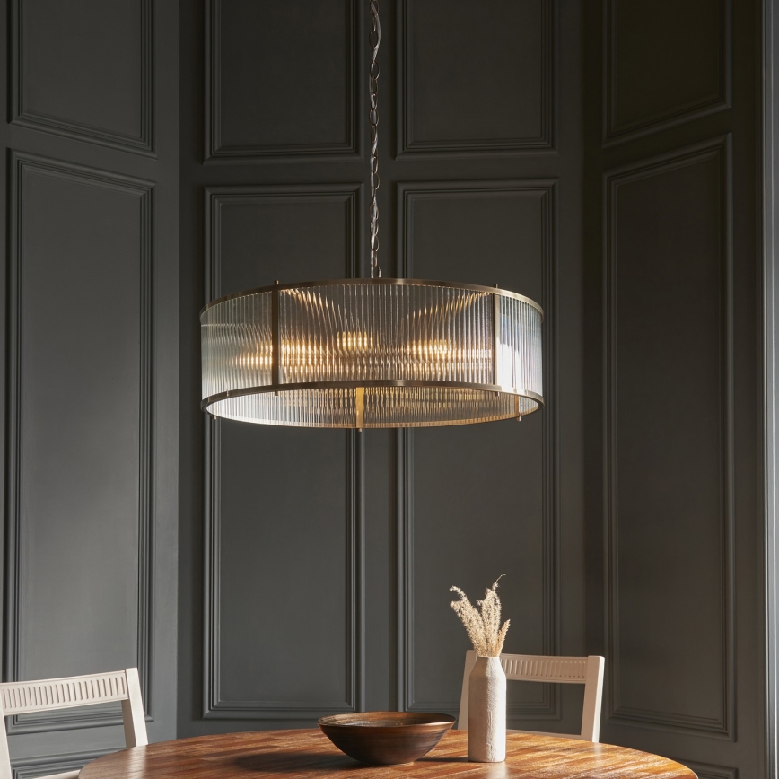 Endon 119455 - Lustre suspenso por corrente RIDGETON 8xE14/7W/230V latão
