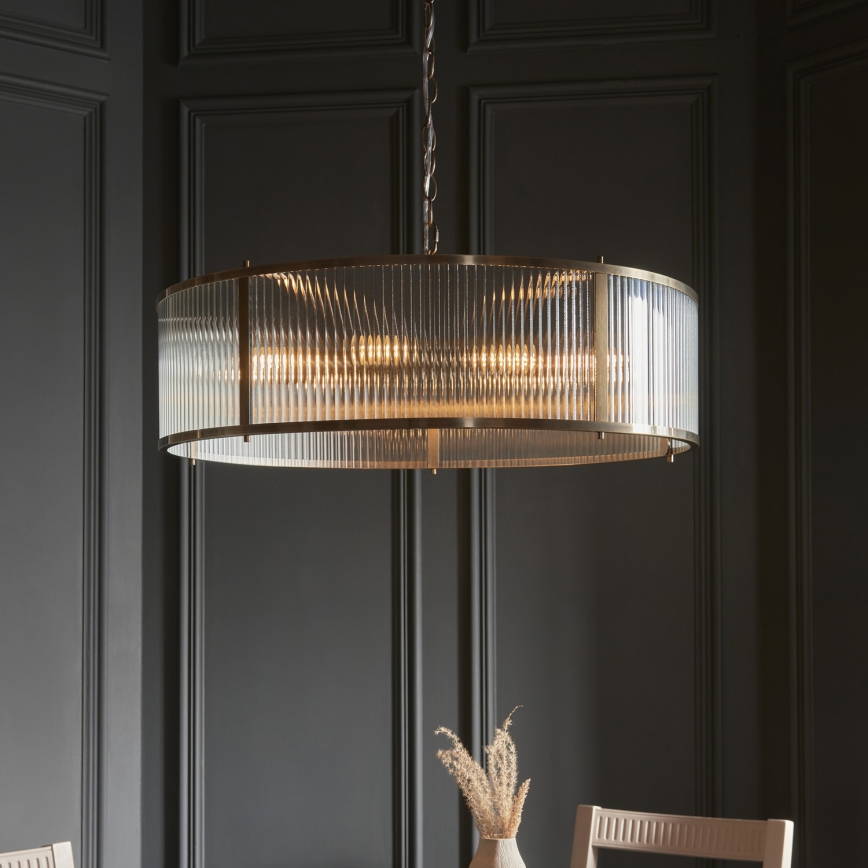 Endon 119455 - Lustre suspenso por corrente RIDGETON 8xE14/7W/230V latão
