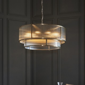 Endon 119456 - Lustre com corrente RIDGETON 8xE14/7W/230V cromo acetinado
