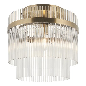 Endon 119492 - Lustre de montagem superficial no tecto MARIETTA, 1x E27/10W/230V, latão/vidro transparente