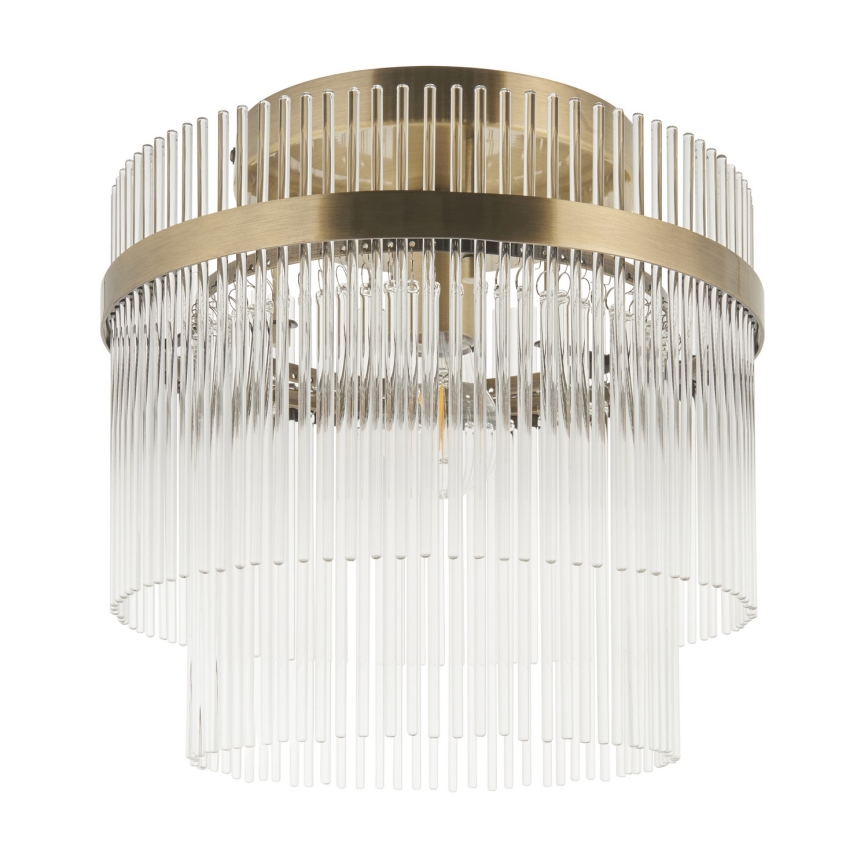 Endon 119492 - Lustre de montagem superficial no tecto MARIETTA, 1x E27/10W/230V, latão/vidro transparente