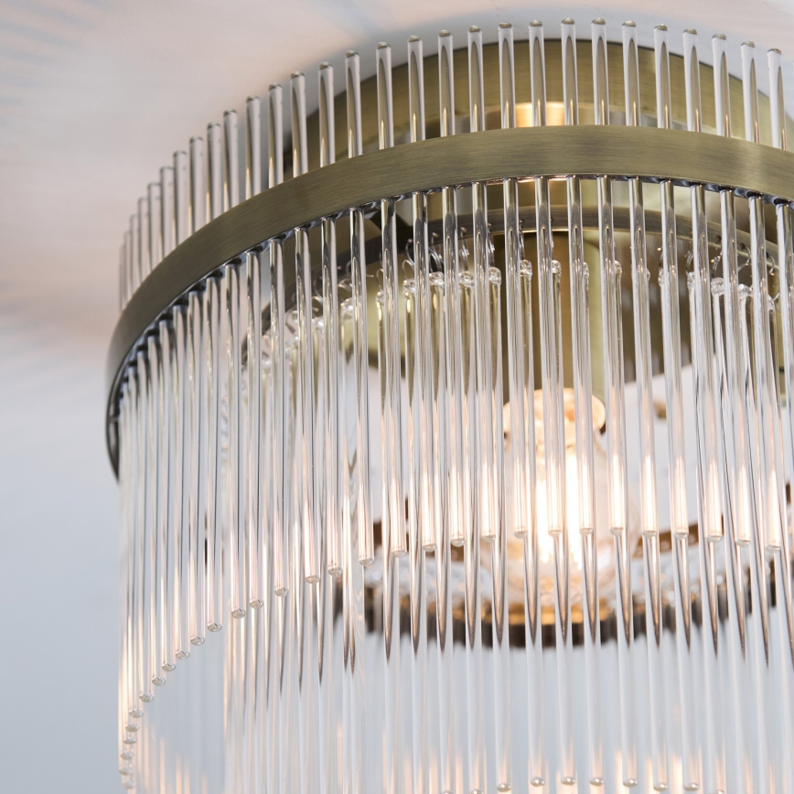 Endon 119492 - Lustre de montagem superficial no tecto MARIETTA, 1x E27/10W/230V, latão/vidro transparente