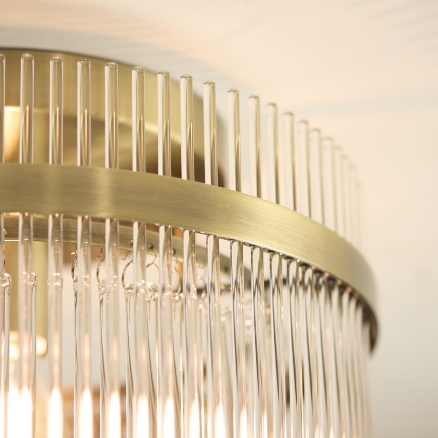 Endon 119492 - Lustre de montagem superficial no tecto MARIETTA, 1x E27/10W/230V, latão/vidro transparente