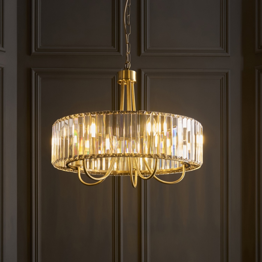 Endon 119610 - Lustre em corrente VISCONTI 5xE14/6W/230V latão