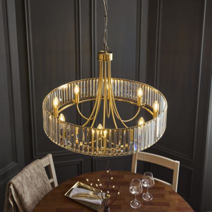 Endon 119611 - Lustre em corrente VISCONTI 8xE14/6W/230V latão