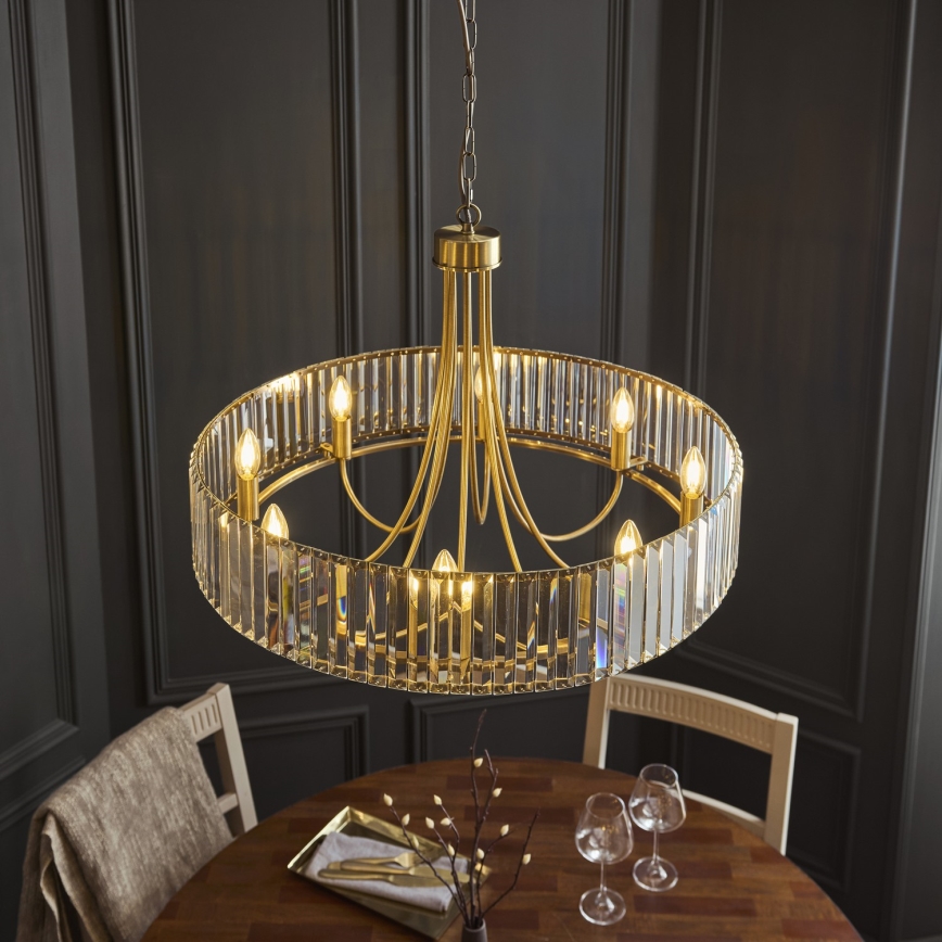 Endon 119611 - Lustre em corrente VISCONTI 8xE14/6W/230V latão