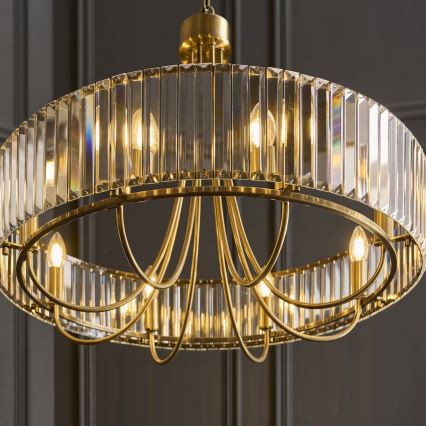 Endon 119611 - Lustre em corrente VISCONTI 8xE14/6W/230V latão