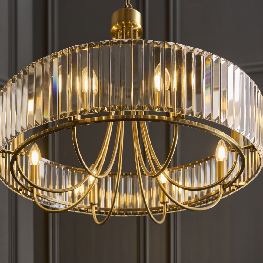 Endon 119611 - Lustre em corrente VISCONTI 8xE14/6W/230V latão