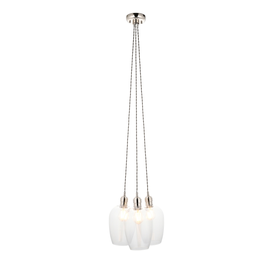 Endon 120644 - Lustre suspenso com cabo 3xE27/10W/230V cromado brilhante