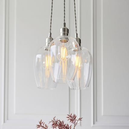 Endon 120644 - Lustre suspenso com cabo 3xE27/10W/230V cromado brilhante