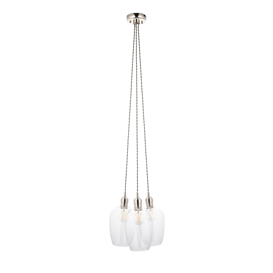 Endon 120644 - Lustre suspenso com cabo 3xE27/10W/230V cromado brilhante