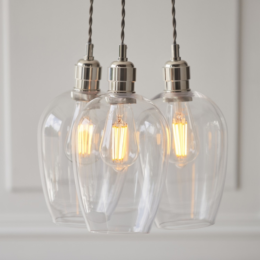 Endon 120644 - Lustre suspenso com cabo 3xE27/10W/230V cromado brilhante
