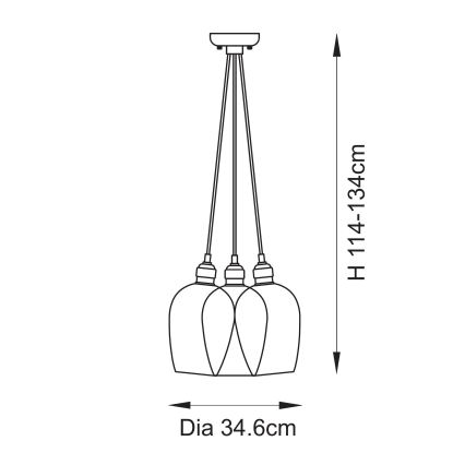 Endon 120644 - Lustre suspenso com cabo 3xE27/10W/230V cromado brilhante