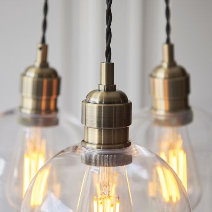 Endon 120648 - Lustre suspenso por cabo, 3x E27/10W/230V, acabamento em latão
