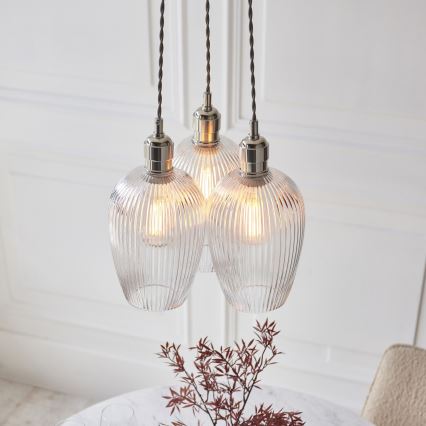 Endon 120652 - Lustre suspenso com cabo 3xE27/10W/230V cromo brilhante