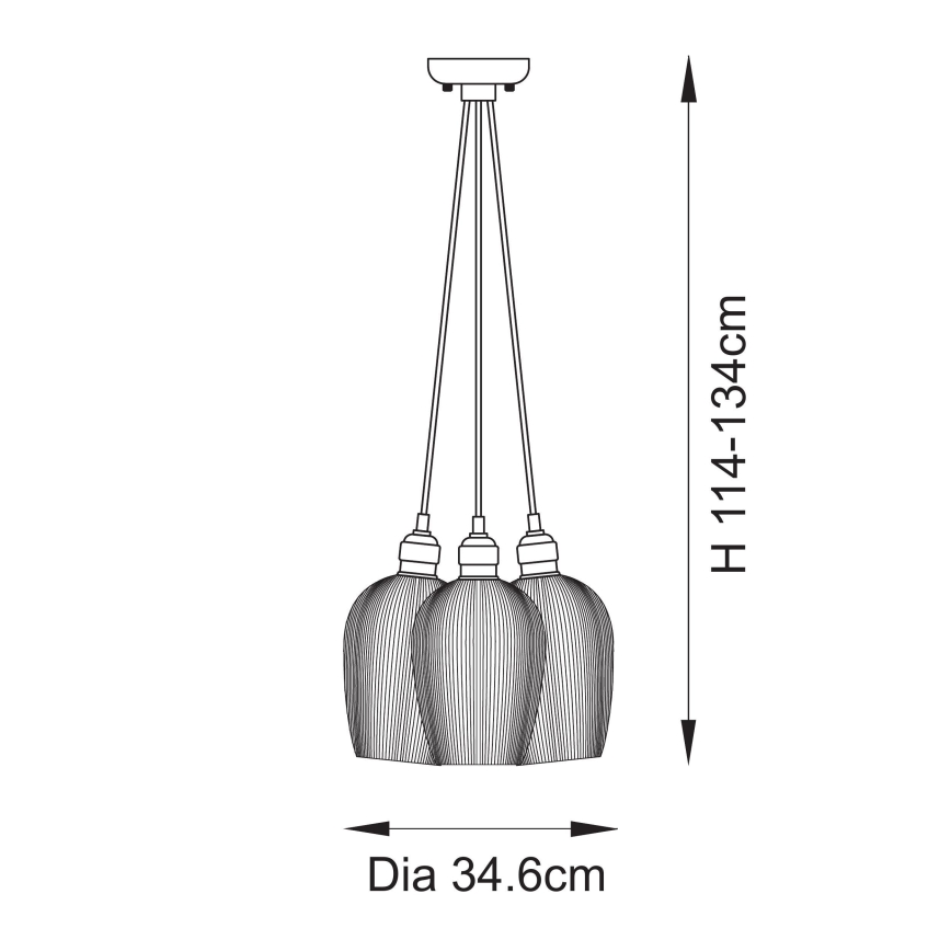 Endon 120652 - Lustre suspenso com cabo 3xE27/10W/230V cromo brilhante