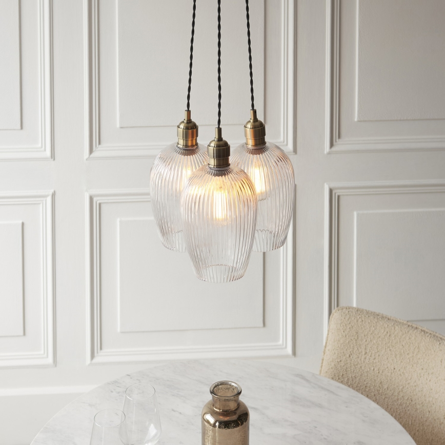 Endon 120656 - Lustre suspenso por cabo 3xE27/10W/230V latão