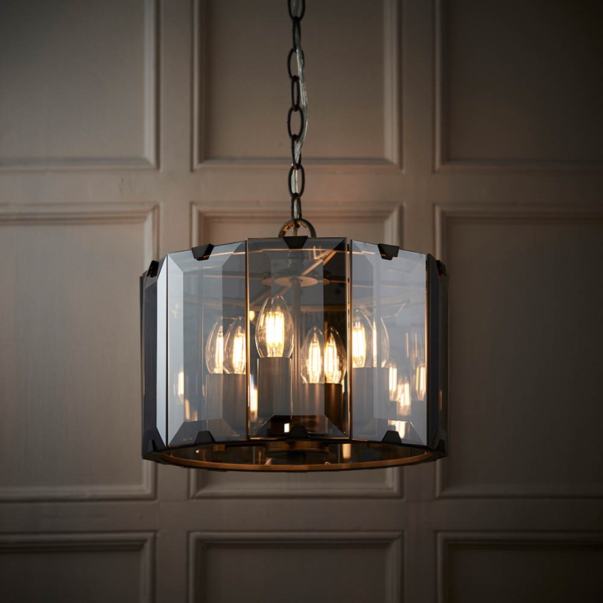 Endon 61281 - Lustre suspenso por corrente CLOONEY 4xE14/40W/230V preto/fumê